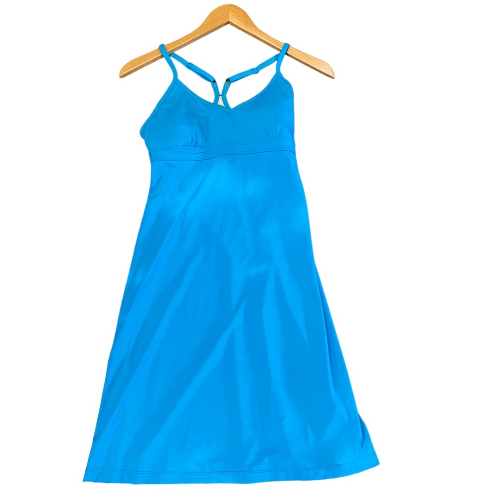 Athleta Blue Tidal Shorebreak Swim Tank Dress with Shelf Bra Athletic - Picture 2 of 7